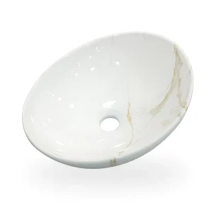 Lavamanos Blanco con Marmoladas Doradas 40 cm