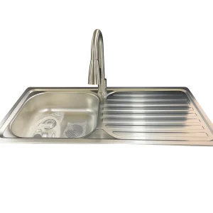 Lavaplatos 100 cm de Acero Inoxidable Victtorino + Llave Monomando Extraíble – Secador Derecho