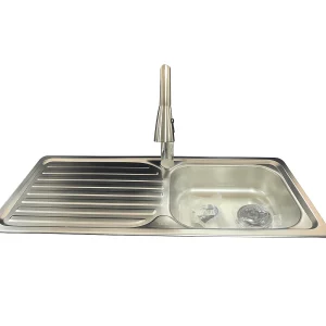 Lavaplatos 100 cm de Acero Inoxidable Victtorino + Llave Monomando Extraíble – Secador Izquierdo