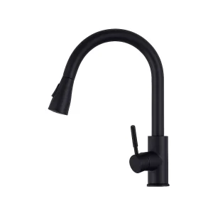 Llave Monomando Lavaplatos Extensible Inoxidable Negro