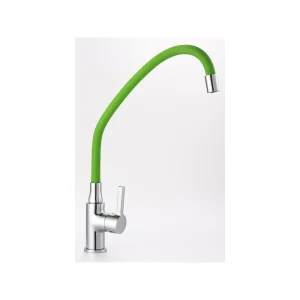 Llave Monomando Lavaplatos Vertical Cuello Flexible Verde