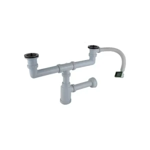 Set Desagüe Doble Con Sifón Para Lavaplatos 1 1/2