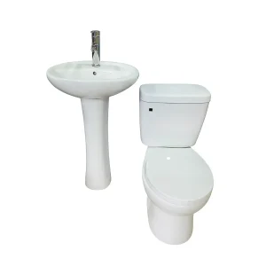 Set Sanitario Completo Victtorino – WC + Lavamanos con Pedestal