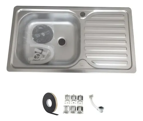 Lavaplatos Simple 80x44 Secador Derecho Acero Inoxidable Plateado