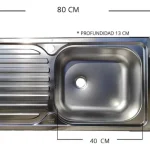 Lavaplatos Empotrado Simple 80x44 Secador Izquierdo Plate - foto 4