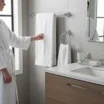 Toallero del set Colomba en pared blanca de baño moderno