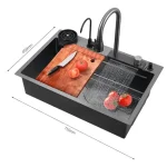 Lavaplatos Empotrado 75x45 Multifuncional Leonardo Full Negro - foto 4