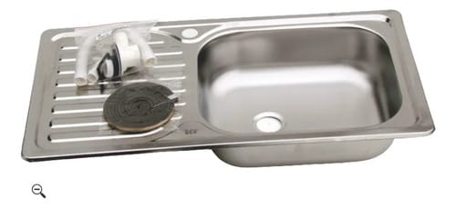 Lavaplatos 80x44 Acero Inox Pack Llave Canastillo Izquierdo Plateado