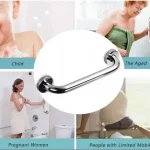 Barra De Seguridad Recta 60 Cm Acero Inoxidable Baño Ducha Plateado - foto 7