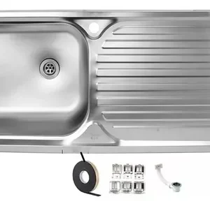 Lavaplatos Empotrado Simple 100x44 Inoxidable Derecho Plateado