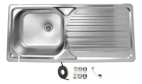 Lavaplatos Empotrado Simple 100x44 Inoxidable Derecho Plateado
