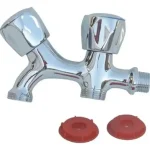 Llave Doble Para Lavadora Lavadero Jardin 2 Salidas De 3/4 Plateado Brillante - foto 4