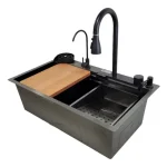 Lavaplatos Empotrado 75x45 Multifuncional Leonardo Full Negro - foto 2
